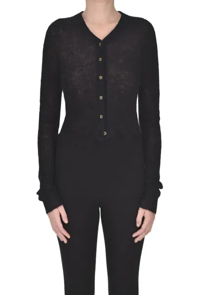 Alysi Mohair-blend Cardigan In Black