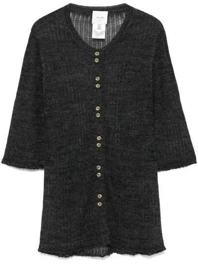 Alysi Open-knit Cardigan In Grey