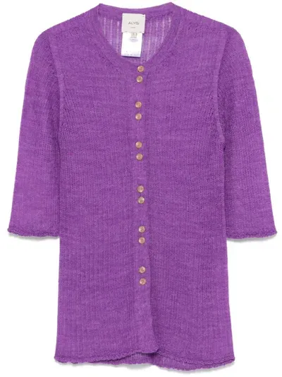 Alysi Open-knit Cardigan In Purple