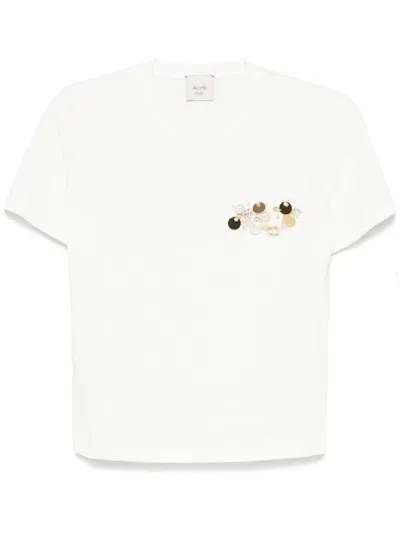 Alysi Pearl-embellished T-shirt In White