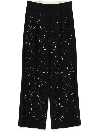 Alysi Rhinestone-embellishment Wide-leg Trousers In Black