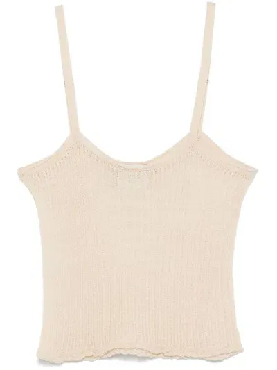 Alysi Ribbed-knit Top In Neutrals