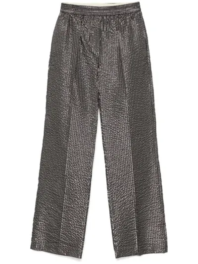 Alysi Seersucker Trousers In Grey