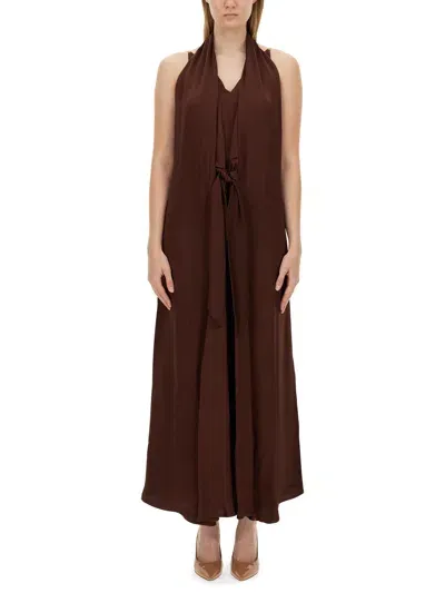 Alysi Silk Crepe Dress In Brown