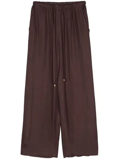 Alysi Silk Palazzo Pants In Brown