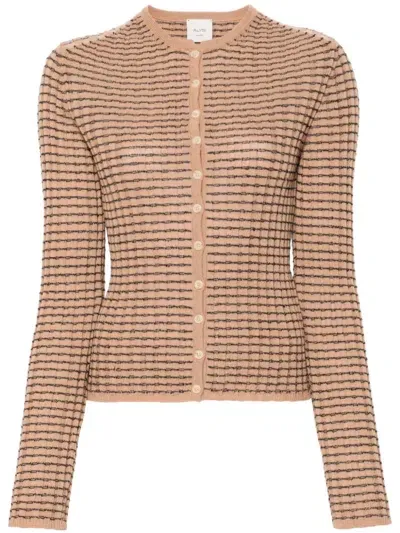 Alysi Striped Cardigan In Neutrals