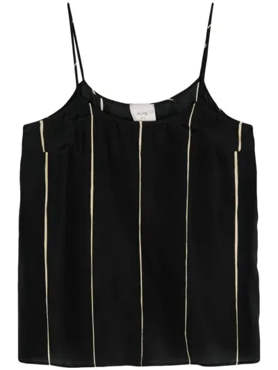 Alysi Striped Top In Black