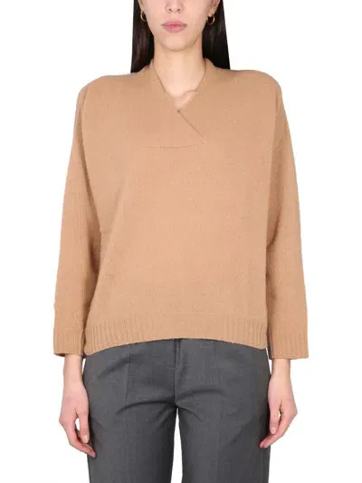 Alysi V-neck Sweater In Beige