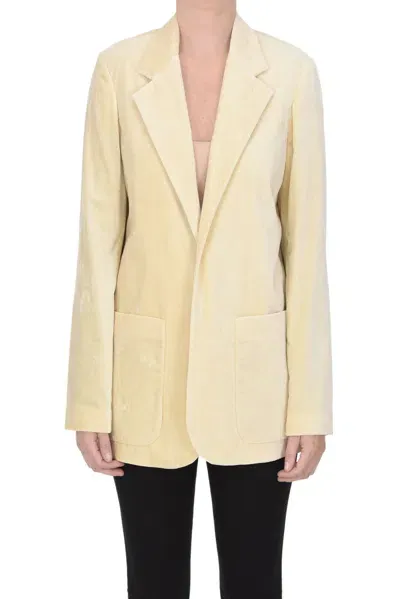 Alysi Velvet Blazer In Beige