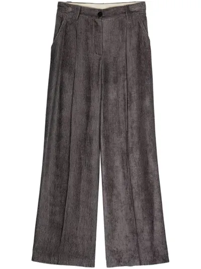 Alysi Velvet Wide Leg Trousers In Violet