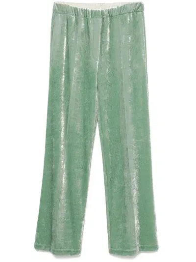 Alysi Velvet Wide-leg Trousers In Green