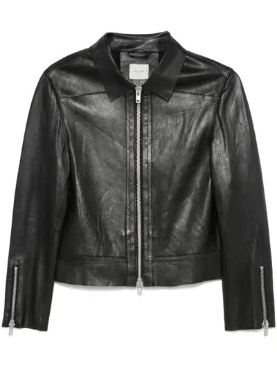 Alysi Zipped Leather Jacket In Black