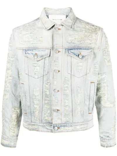 Alyx Distressed Denim Jacket In Blue