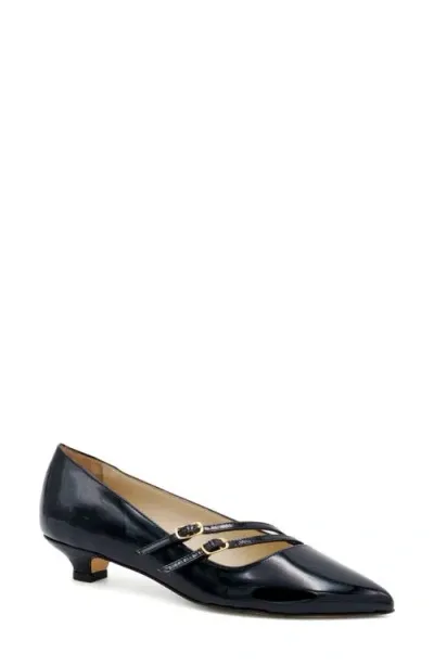 Amalfi By Rangoni Alfa Pointed Toe Kitten Heel Pump In Black Patent Pearl