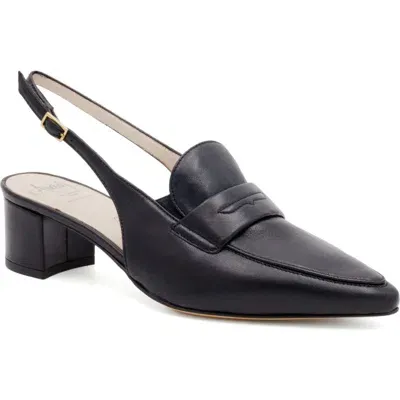 Amalfi By Rangoni Poseidone Slingback Pointed Toe Loafer Pump In Black Parmasoft