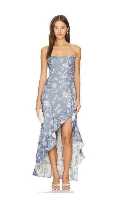 Amanda Uprichard Alyse Dress In Denim Brocade