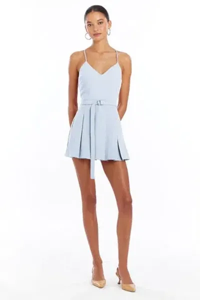 Amanda Uprichard Blair Belted Romper In Blue