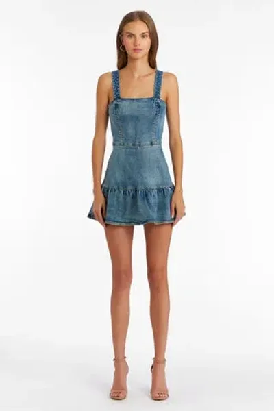 Amanda Uprichard Piper Skort Romper In Mid-wash