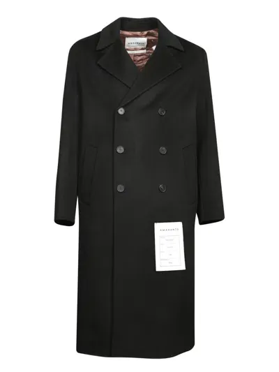 Amaranto Black Double-breasted Coat