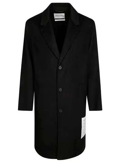 Amaranto Hand Made Wool And Cashmere Coat In Black