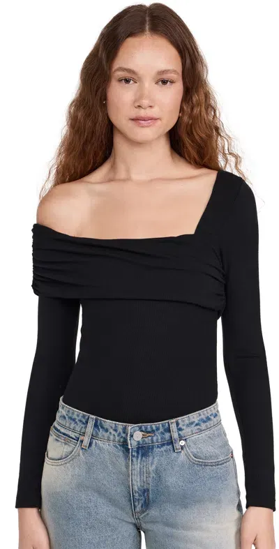 Ambitionist Off Shoulder Thong Bodysuit Black