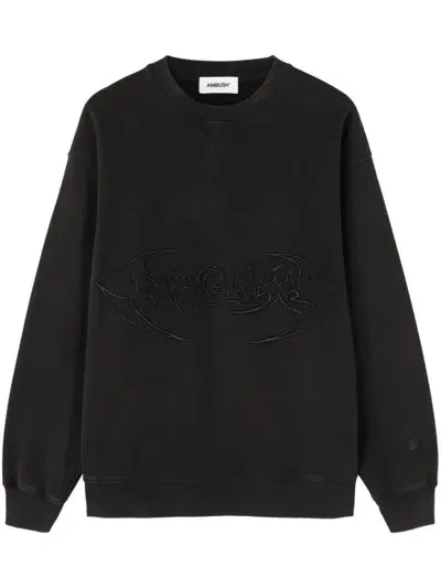 Ambush Logo-embroidered Organic Cotton Sweatshirt In Black