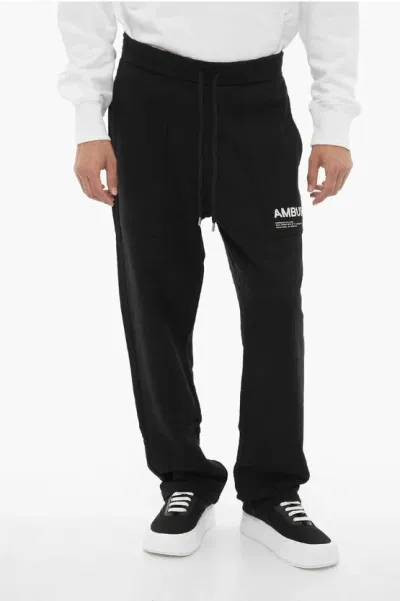 Ambush Fleeced Cotton Workshop Joggers With Drawstring Waist In Black