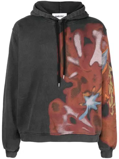 Ambush Black Printed Cotton Hoodie