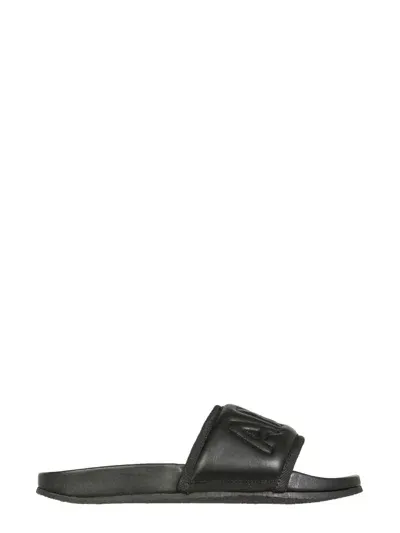 Ambush Leather Slide Sandals In Black