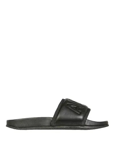 Ambush Leather Slide Sandals In Black