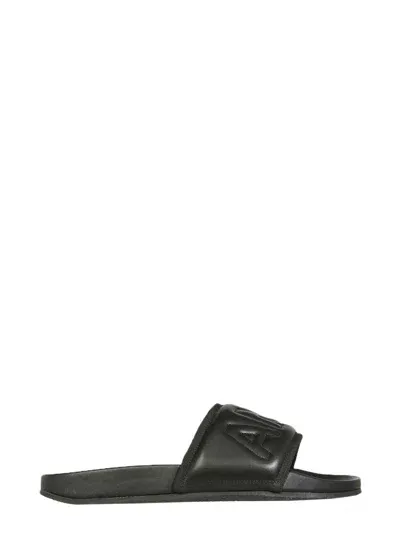 Ambush Leather Slide Sandals In Black