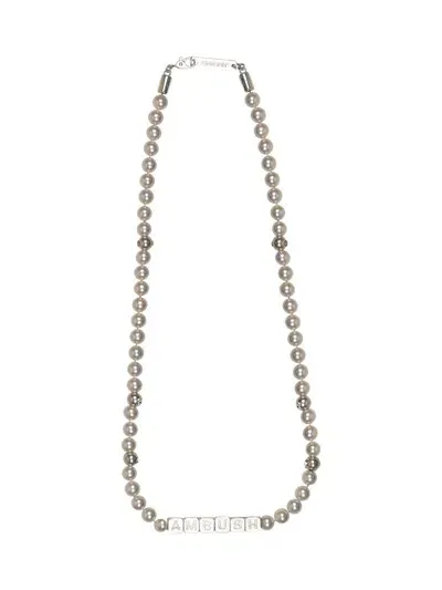 Ambush Letterblock Embellished Necklace In Silver