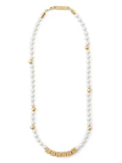 Ambush Letterblock Faux-pearl Necklace In White