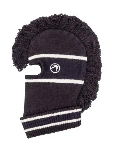 Ambush Logo Embroidered Fringed Knitted Balaclava In Black