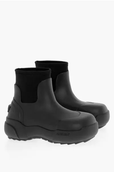 Ambush Rubber Boots With Leather Details In Schwarz