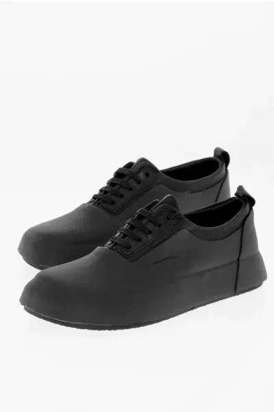 Ambush Solid Color Leather And Rubber Low-top Sneakers In Black