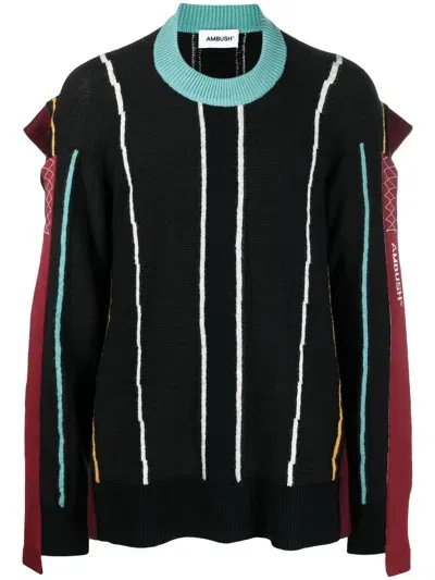 Ambush Striped-knit Jumper In Black