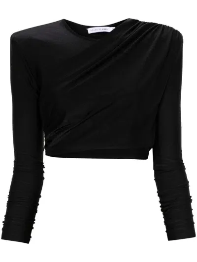 Amen Draped-detail Cropped Top In Black