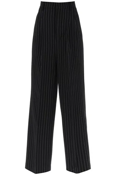 Ami Alexandre Matiussi Wide-legged Pinstripe Trousers With In Black