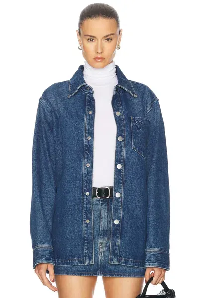 Ami Alexandre Mattiussi Cotton Denim Overshirt In Blue