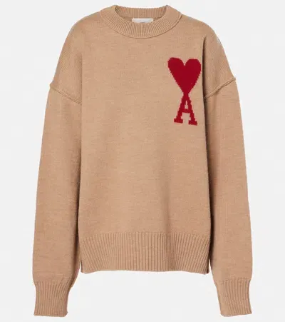 Ami Alexandre Mattiussi Adc Wool Sweater In Beige