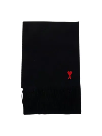 Ami Alexandre Mattiussi Ami Ami De Coeur Knitted Scarf In Black