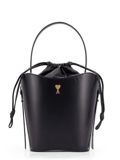 Ami Alexandre Mattiussi Ami Ami De Coeur Logo Plaque Mini Bucket Bag In Black