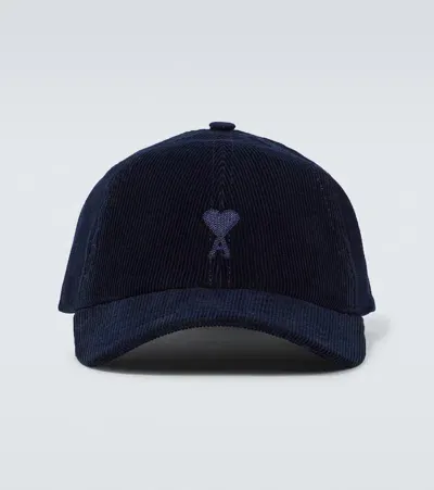 Ami Alexandre Mattiussi Ami De Caur Corduroy Baseball Cap In Navy