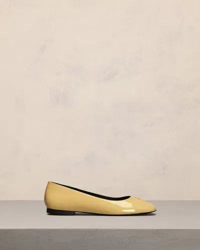 Ami Alexandre Mattiussi Ami De Coeur Leather Ballerina Shoes In Yellow