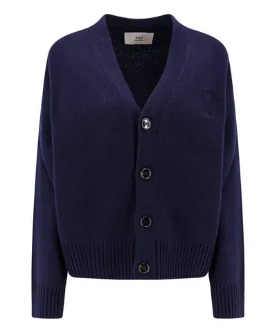 Ami Alexandre Mattiussi Ami De Coeur Cardigan In Blue