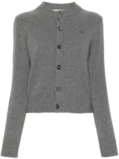 Ami Alexandre Mattiussi Ami De Coeur Cardigan In Gray