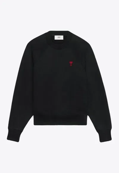 Ami Alexandre Mattiussi Ami De Coeur Crewneck Sweatshirt In Black