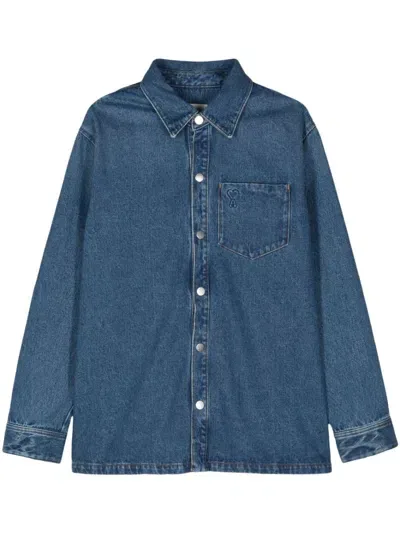 Ami Alexandre Mattiussi Ami De Coeur Denim Jacket In Blue