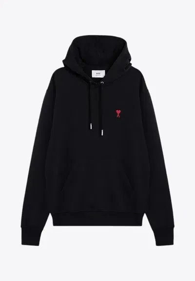 Ami Alexandre Mattiussi Ami De Coeur Hooded Sweatshirt In Black